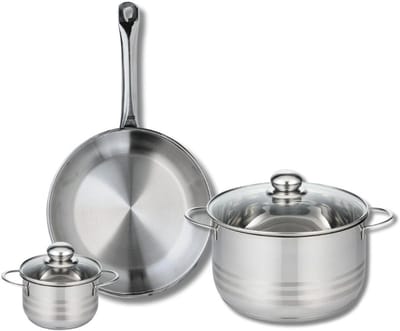 Set van 1 Koekenpan 28 cm en 2 kookpotten 12 en 24 cm Elo Profi Brillant