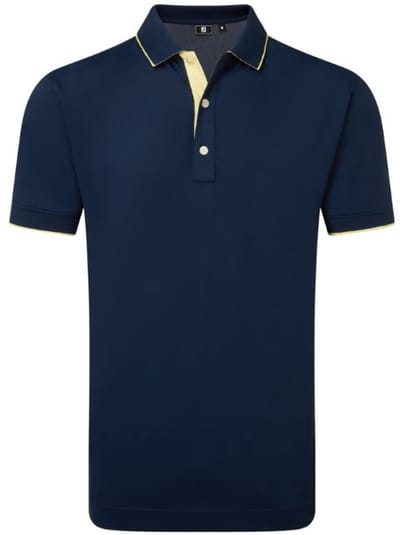 Footjoy Wordmark Pique Heren Poloshirt Navy Geel