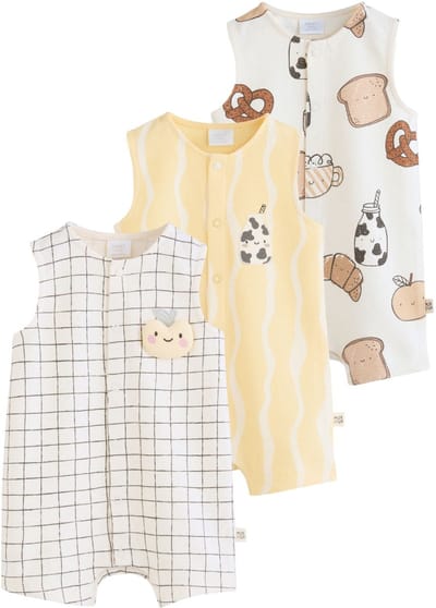 Next - Pasgeboren unisex - Verpakking van 3 jersey babyrompertjes - Naturel