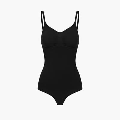 cfab - Bodysuit met corrigerende werking en koordjes - Zwart - XS - Corrigerende Body - Naadlos - corrigerend ondergoed dames