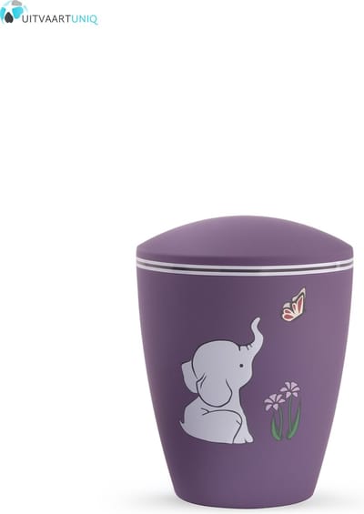 Kinder urn olifantje paars - bio