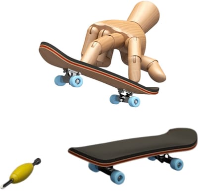 1 stuk - Mini skateboard fingerboard van esdoornhout - Voelt glad aan - Educatief speelgoed voor de vingertoppen - Ontspannend en stressverlagend ornament - 10x2.8x1.5 cm - Geschikt voor dagelijks speelplezier voor kinderen - Lichtblauw