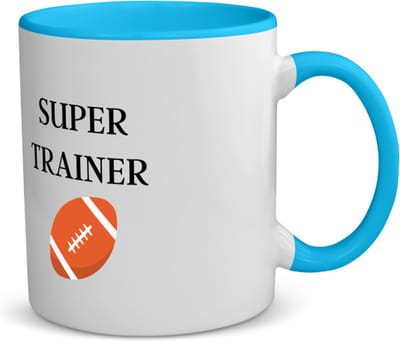 Akyol - super trainer koffiemok - theemok - blauw - Sport - coach - rugby bal - trainer - geschenk - verjaardag - love gift - 350 ML inhoud