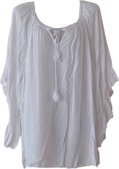 Fleurige Zomer Blouse | Katoen & Stretch | One Size - Wit