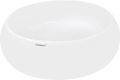 Ronde wastafel zonder overloop Ø 35x12 cm Wit keramiek LuxeBath