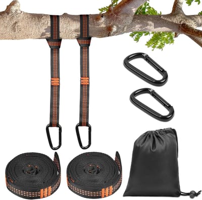 Hangmatriemen 300 cm met bevestigingsset, 2 karabijnhaken en opbergtas, geschikt voor outdoor camping en schommels