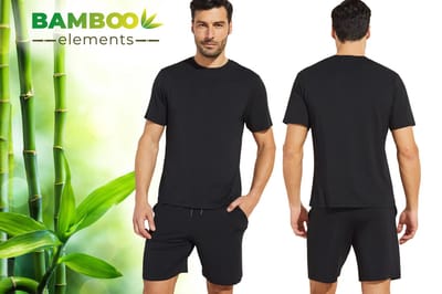 Bamboo Elements – Pyjama Heren – Shortama Heren – Zwart M - Pyjama Heren Volwassenen – Shortama’s – Pyjama Set
