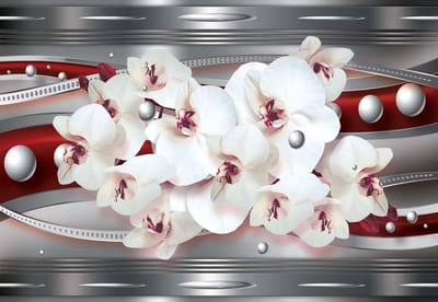 Fotobehang Ribbon Flowers Abstract | XL - 208cm x 146cm | 130g/m2 Vlies