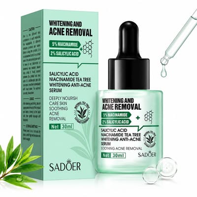 SADOER Anti Acne Serum 30ml | Salicylzuur 2% | Niacinamide 5% | Tea Tree Serum | Tegen Puistjes | Mee-eters Verwijderen | Poriën Reinigen | Vette Huid | Gezichtsserum Acne | Blemish Control | Huid Egaliseren