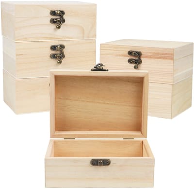 Unyqoos ® Natuurlijke Houten Sieraden Dozen Set van 6 voor Creatieve Toepassingen en Opslag