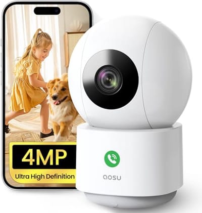 Bewakingscamera voor binnen met 360 graden bewegingstracking, 4 MP wifi-camera met twee-weg audio