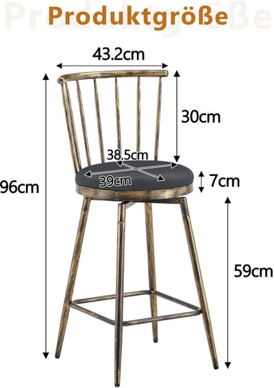 HAUSS SPOLE Barkruk - Windsor Stijl - Set Van 2 Met Gewatteerde Zitting En Rugleuning - Voor Keukeneiland En Bar - Kunstleer Zwart Bruin