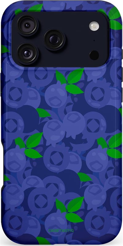 Casetastic hoesje geschikt voor Apple iPhone 17 Pro Max - MagSafe - Dubbellaagse bescherming - Berrytastic Blauwe Blueberry Bessen - Fashion Case - Donkerblauw Groen