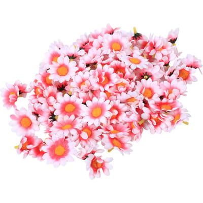 100 pièces Artificiel Petite Marguerite Charmant DIY Artisanat Soie Petite Marguerite pour Bureaux Mariages Rose Blanc pink