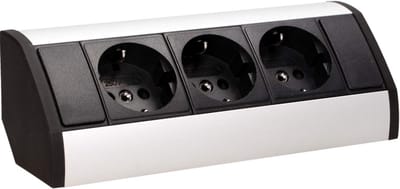 ORNO GM-9001 Corner Socket 3 Compartments with Child Lock || Ideal for Kitchen || Office and Worktop || 45° Surface Mount || 3680W (Black + Silver)