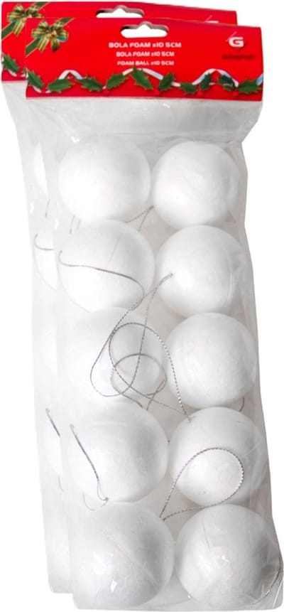 Gerimport Piepschuim ballen/bollen - 10x stuks - D5 cm - met lusjes - DIY hobby/decoratie balletjes