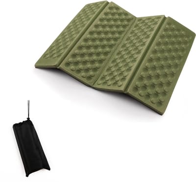 Vouwkussen - Zitmatje - Kussen - Zitkussen - Picknick Kussen - kampeer Kussen - Draagbaar kleed - met Opbergtas - Waterdicht - Opvouwbaar - voor buiten, tuin, camping, picknick, wandelen - grijs en groen - 37.5cm*26cm*1.1cm