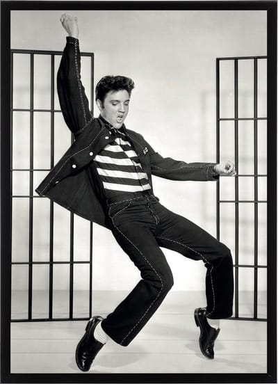 Poster In Zwarte Lijst Elvis Presley - 1957 - King of Rock and Roll - Zwart-Wit - 70x50 cm