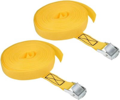 Sjorriem Lading Vastzetten - Spanband met Gesp - Transport Beveiligen - Werkbelasting 250 kg - 10m x 25mm - Blauw Geel