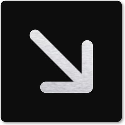 Pictogram Pijl schuin - pictogrammen - zwart -  deurbordje - 10 x 10 cm - zelfklevend - vierkant