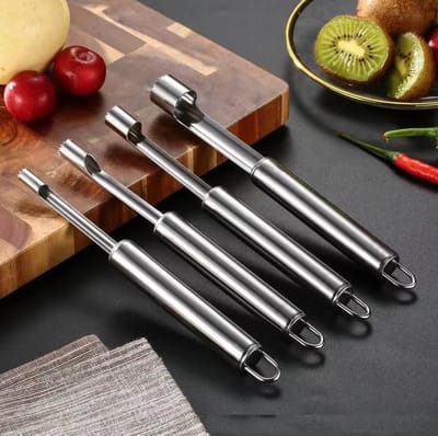 Actie4you® - Fruitboor - Appelboor - Zilverkleurig - RVS - 20 cm - Keukengerei - Appel ontdoen van klokhuis – Appelboren – Set van 4 maten