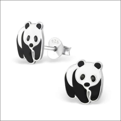 Aramat Jewels | Oorbellen | 925 Zilveren Panda Oorbellen 8mm Kinderen - Schattige Pandabeer Oorstekers | Panda-9x8mm | |9mm | Zilver | Kinderen | Verkleurd niet