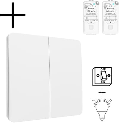 Draadloze Wandschakelaar | Wifi | Bediening App | Opbouw | Aan Uit Dimmer | Compatibel RF Ontvanger | Kinetisch | Wit