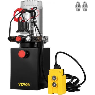 VEVOR 4L hydraulische pomp nominaal toerental, 2850R/MIN hydraulische unit dubbelwerkend, kieppomp, hydraulische pomp met metalen tank 4,5M kabel afstandsbediening
