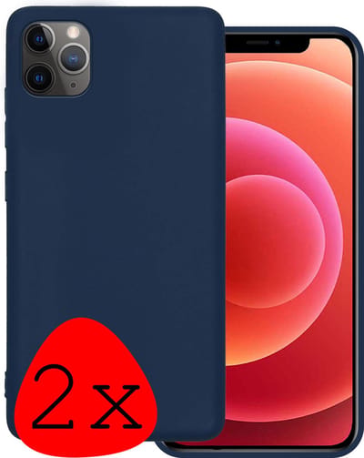 Hoesje 2 Stuks - Geschikt voor Apple iPhone 11 Pro - Sterk & Shockproof - Case Siliconen - Back Cover - Telefoon Hoes - Donkerblauw
