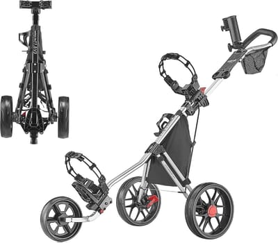 Lichtgewicht Golf Push Cart met 3 Wielen - Eenvoudig Op te Vouwen en Compact