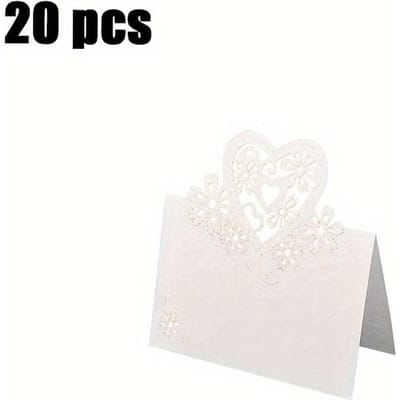 Lot de 20 cartes de table découpées en forme de cœur blanc, cartes de numéro de table découpées en forme de cœur, cartes de nom de mariage, cartes de sièges de table pour décoration de fête de mariage 20pcs