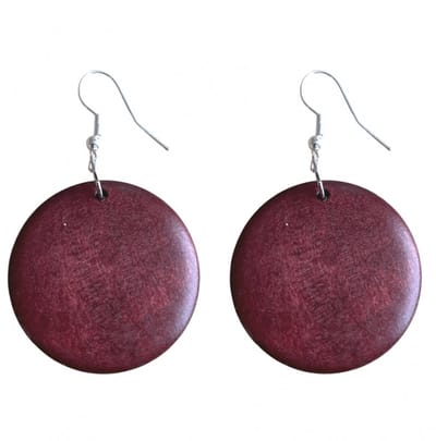Zilveren oorhangers -hout -rood -Tordis -Charme Bijoux