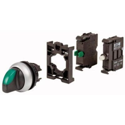 Eaton 110924 M22-WRLK-G-K10LED-BVP Keuzeschakelaar Kunststof frontring Knevel Groen 1 stuk(s) Single