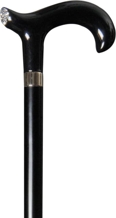 Classic Canes Bijzondere wandelstok - Zwart - Hardhout - Met Swarovski kristallen - Lengte 92 cm - Derby handvat - Wandelstokken - Wandelstok hout - Voor heren en dames - Houten wandelstok