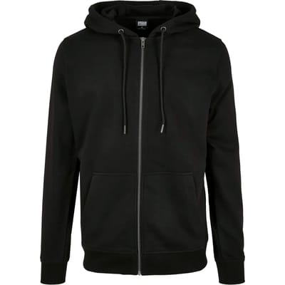 Urban Classics Basic Terry Zip Hoody Heren Vest met capuchon - zwart - S