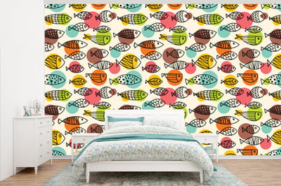 Behang - Fotobehang Stippen - Vis - Regenboog - Breedte 345 cm x hoogte 220 cm