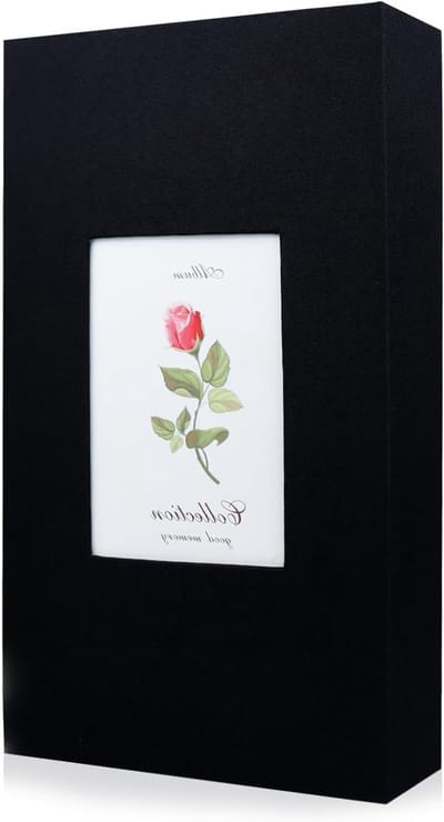 Fotoalbum voor 300 foto's, 6 x 4 cm met 14 x 9 cm foto-venster, linnen album voor bruiloften en familiebijeenkomsten, 33 x 18 x 5 cm