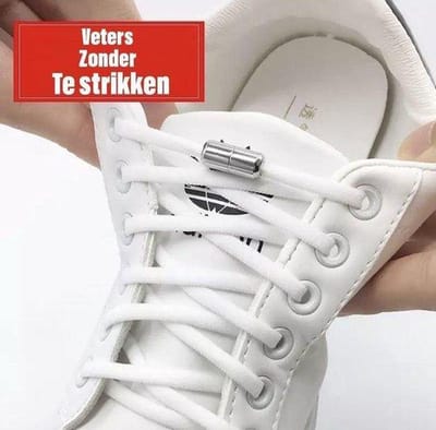 elastische veters - (wit) - niet strikken - veters - no tie - veters - schoenveters - sportveters - rond - schoenveters - kinderveters