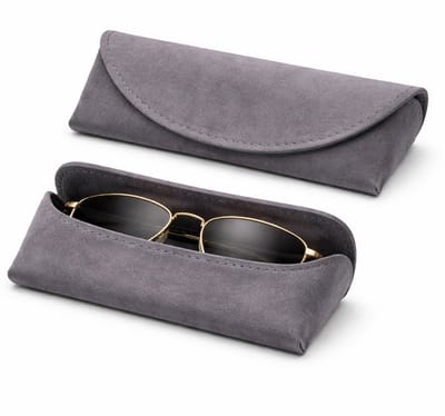 Luxe Retro Zonnebrillenetui van PU-Leer – Drukbestendige Vintage Brillenkoker voor Dames & Heren (Grijs)
