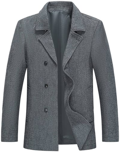 ALLTHEMEN Heren Wollen Dikke Coat - Slim Fit Overgangsjas - S