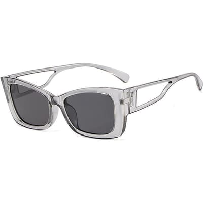 Mode Nieuwe Cat Eye Vlinder Frame Zonnebril UV400 Vrouwen Holle Zonnebril Moderne Buiten Reizen Zonnescherm Brillen 1 sunglasses grijze kleur