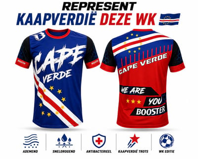 Booster Cape Verde WK Performance T-Shirt – Kaapverdië – Ademend Sportshirt Heren - Maat L