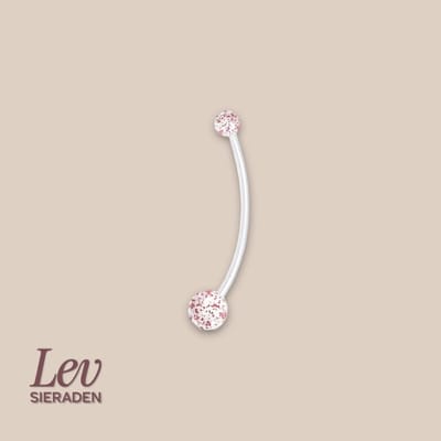 Lev Sieraden - 1.6x38mm zwangerschaps piercing - Pink glitter - UV acryl piercing - PTFE/Bioplast/Bioflex