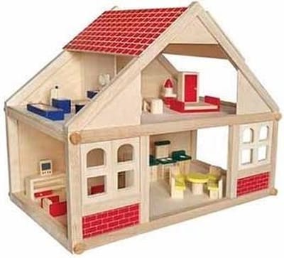 Playwood Poppenhuis schroef groot; incl meubels