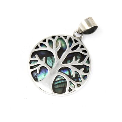 Ancient Wisdom - Hanger - Levensboom hanger 22 mm zilver multikleur - Pendel - Wichelroede - Kristal - Edelsteen - Sieraad