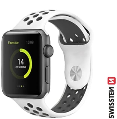 Swissten Sport Siliconen Band Geschikt voor Apple Watch 38-41mm – Wit – 46000602