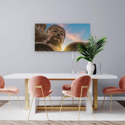 Artaza Canvas Schilderij Boeddha - 80x40 cm - Wanddecoratie Zonsondergang - Muurdecoratie Spiritueel - Schilderijen Op Canvas