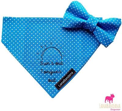 LanaBandana Dogwear | Slide-Over bandana | Hondenbandana | Zomer | Sun's Out, Tongues Out | Blue | Maat M