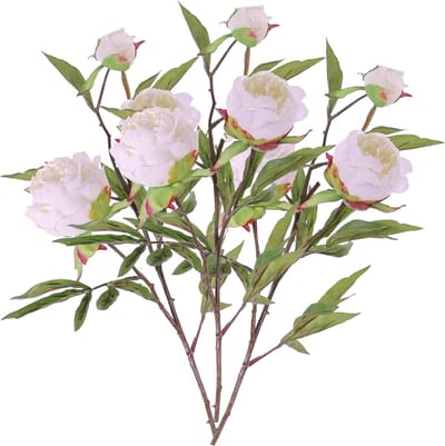 TopArt Kunstbloem pioenroos Spring Dream - 3x - wit - 73 cm - kunststof steel - decoratie