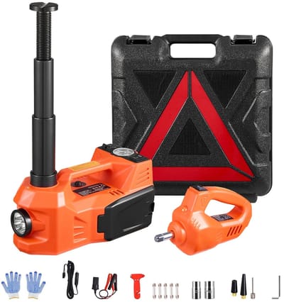 Cventrix Elektrische Hydraulische Krik - AutoKrik - 12V - 5T - Met Opblaasbare Pomp en LED Lampen - Ideaal voor Auto's, SUV's en Vrachtwagens